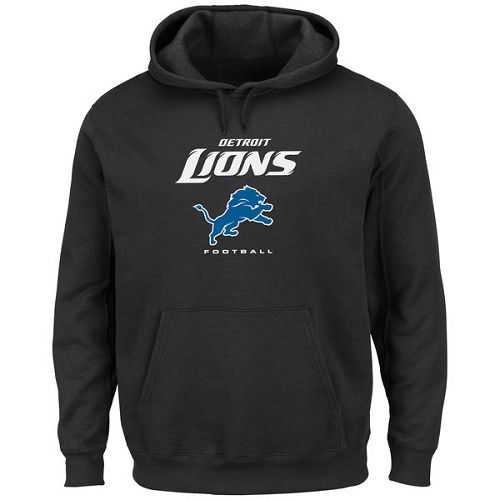 Men's Detroit Lions Black Critical Victory Pullover Hoodie - Click Image to Close